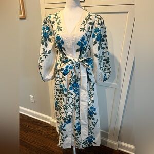 NWT Tuckernuck Cerulean Vine Floral 100% Cotton Poplin Lachlan Maxi Dress, XL
